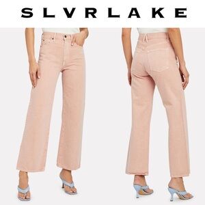 SLVRLAKE Grace High Rise Ankle Jeans Size 24 Dusty Pink Coral Wide Leg USA Made